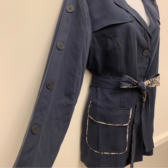 Laurie Felt Belted Utility Jacket with Contrast
Print Detai Indigo Sz 8 - Picture 4 of 12